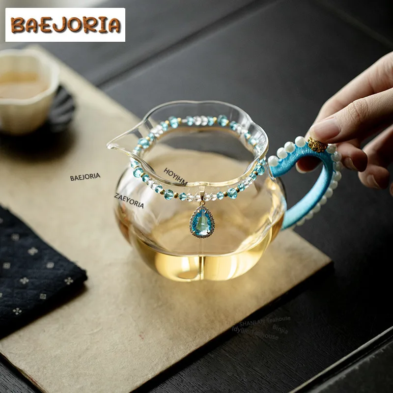 BAEJORIA 300ML High Grade Heat Resistant Glass Tea Pitcher Pour Tea Sharing Pot Cha Hai Dispenser Justice Cup Fair Mug Cafes