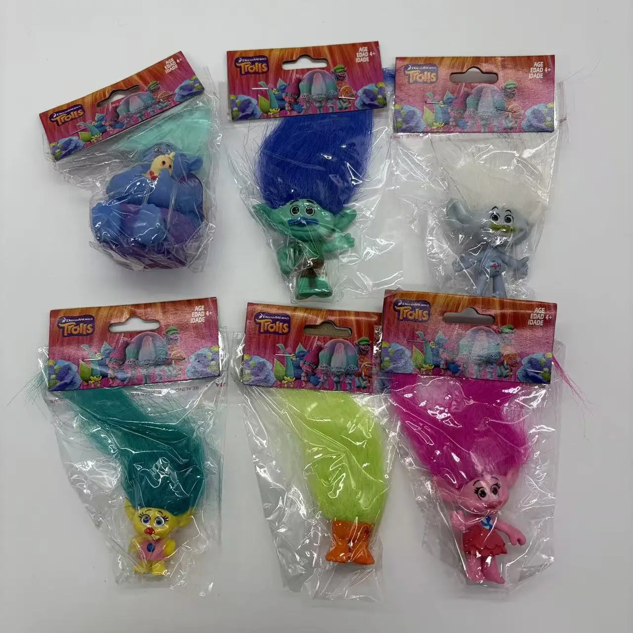 6pcs/set Gift Bag Package Dreamworks Movie Trolls Poppy Branch Critter Skitter Boards PVC Action Figures Toys
