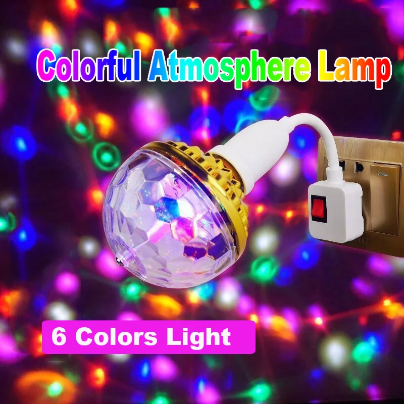 7 Colors LED Holiday Celebration Dance Aautomatic Rotating Bulb KTV DJ Colorful Magic Ball Lights Party Decoration