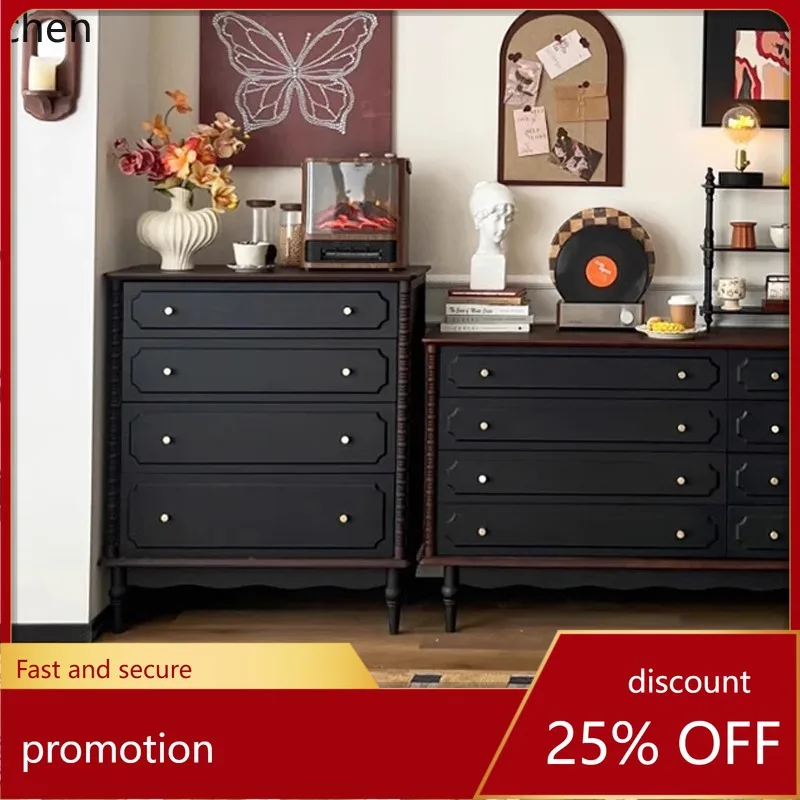 

HXL Solid Wood Four-Drawer Cabinet Small Apartment Wall-Mounted Home Storage Drawer Side Cabinet