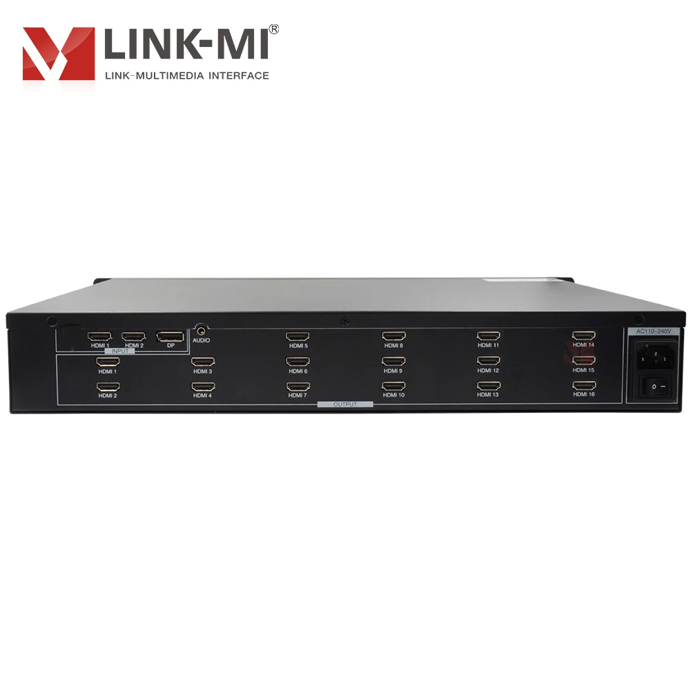 4x4 ビデオ ウォール コントローラー 16xHDMI 出力 4K@60Hz 4:4:4、HDCP 2.2、DP 1.2、PIP/回転/ボーダー調整、リモート コントロール