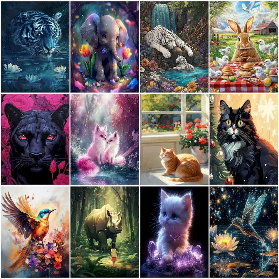 1pc frameless Painting By Number Adults Animals Watercolors Crafts Canvases For Paint Picture Handicraft Decoration Home