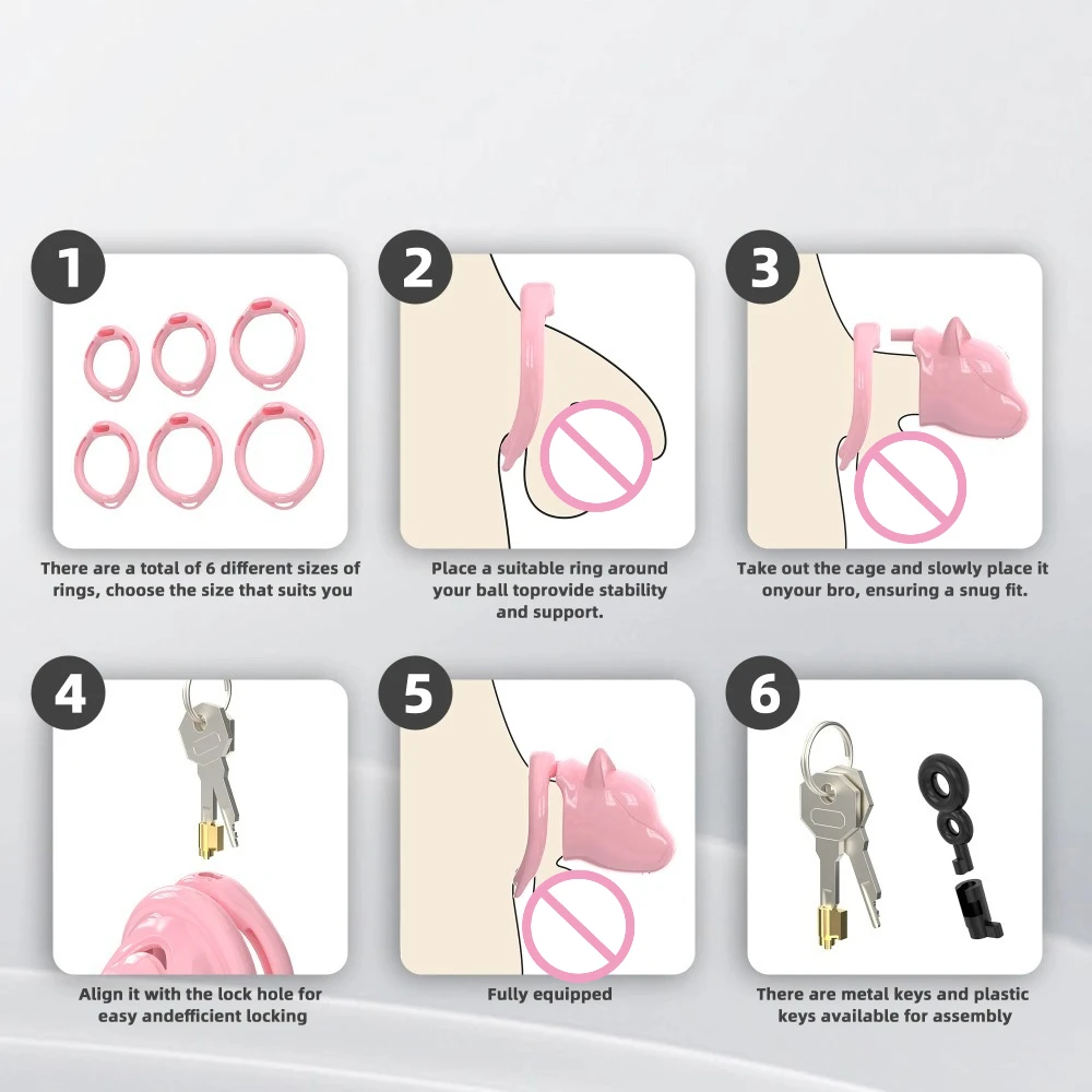 Dog's Head Male Penis Lock Chastity Cage Bondage Device Wrapped Penis Flirting Adult Sex Toy Erotic Urethral Lock with 6 Rings view 3