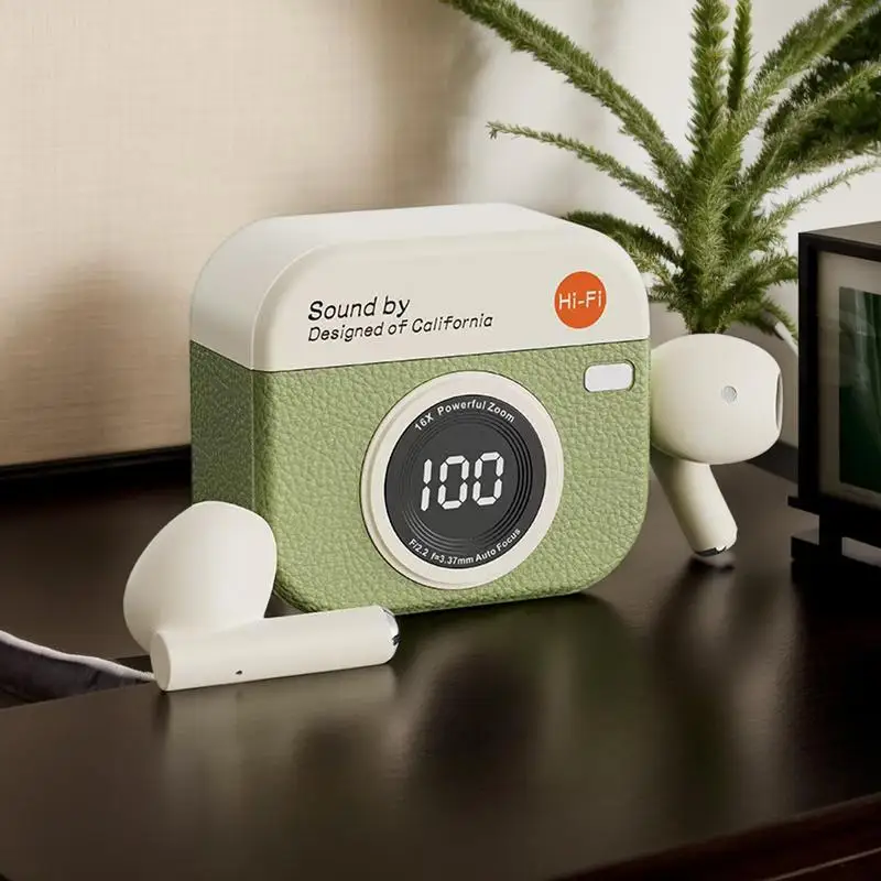 Auriculares deportivos Semi intrauditivos con cancelación de ruido, estuche de carga para cámara, batería de larga duración, auriculares para teléfonos para adultos, juego en casa