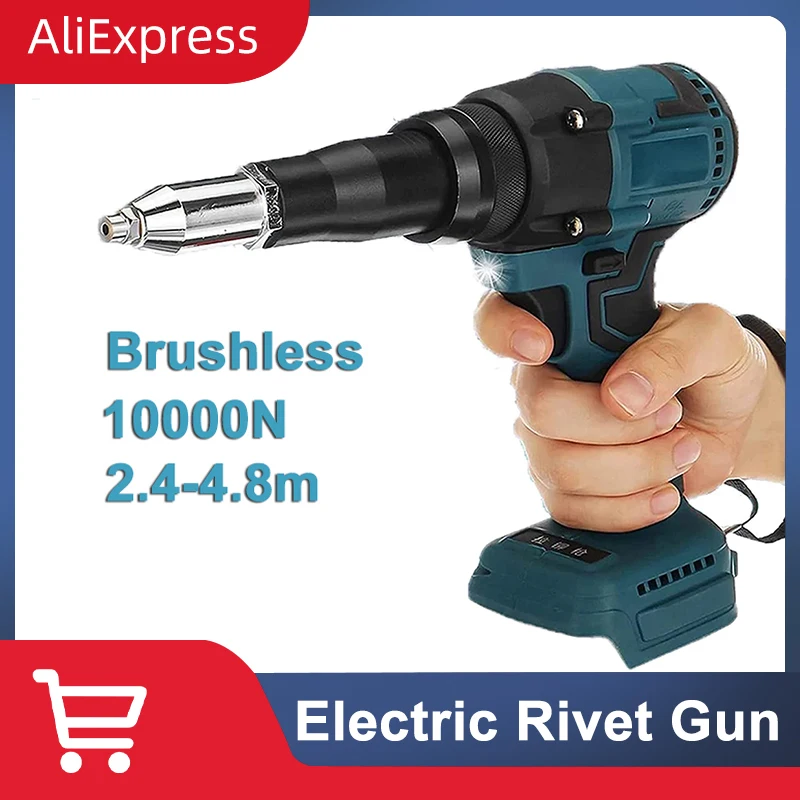 1000N Brushless Electric Rivet Gun 2.4-4.8mm Cordless Rivet Nut Gun Drill Insert Automatic Riveting Tool For Makita 18V Battery