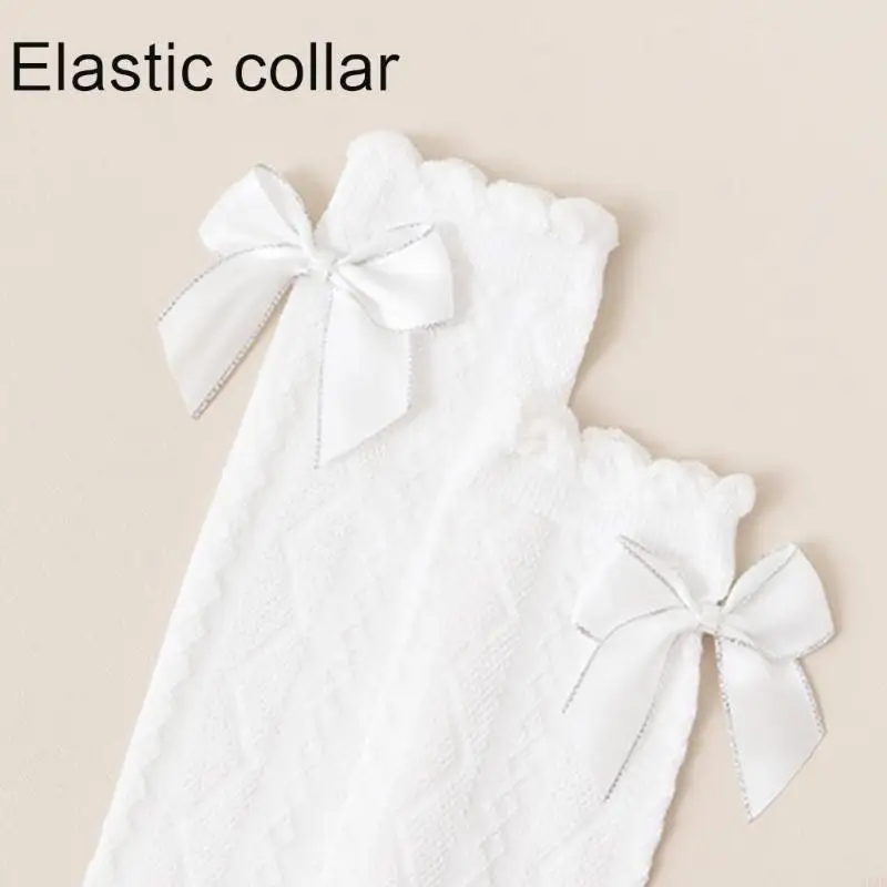 95AE جوارب شبكية قابلة للتنفس مكشكشة للفتيات الصغيرات فوق جوارب الركبة جوارب قابلة للتمدد لجوارب الرقص في الخريف والربيع #5