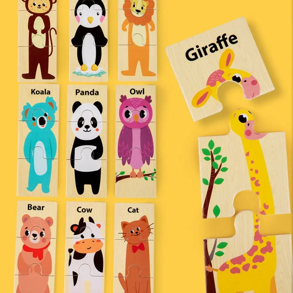 Wooden Material Wooden Puzzle Tangram Shape Educational Function Animals Puzzle Game Cartoon Design Jigsaw Type