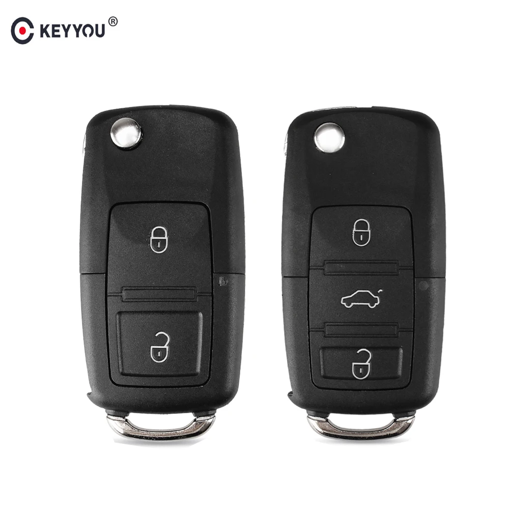 

KEYYOU 10pcs 2/3 Button Remote Flip Car Key Shell Case For VW For Volkswagen Bora Passat Golf Polo Jetta Touran no Blade