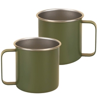 2 Pcs 400ml Mugs Metal Camping Coffee Cups Stainless Steel Cups with Handles for Home Outdoor Picnic