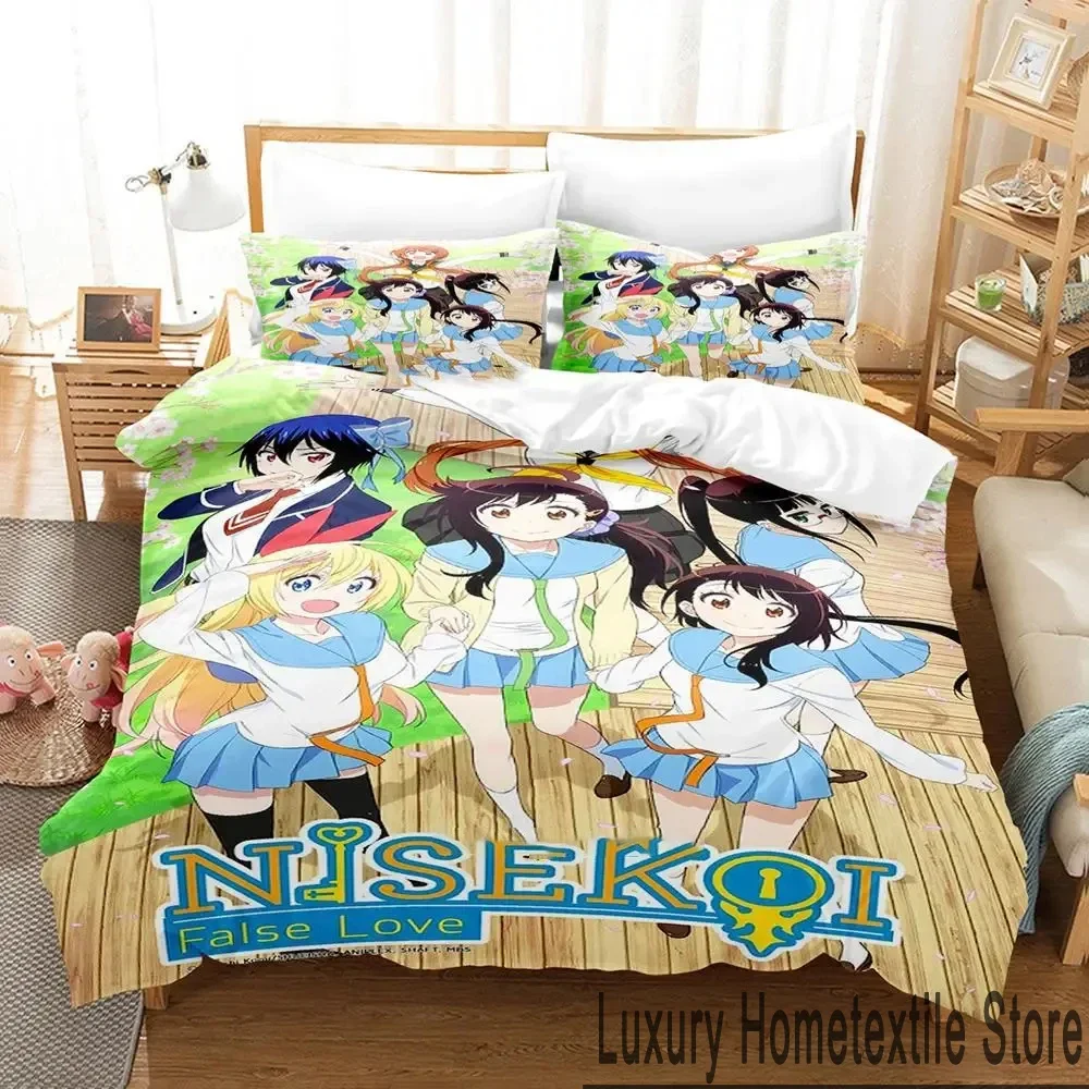 3D Print Anime Nisekoi False Love Bedding Set Boys Girls Twin Queen King Size Duvet Cover Pillowcase Bed boys Adult