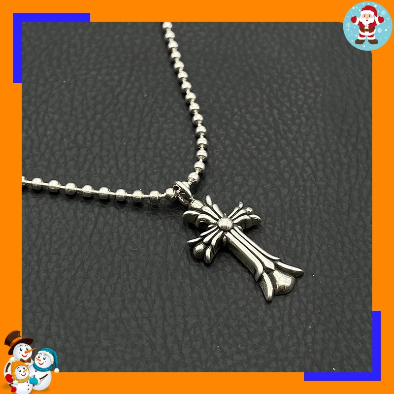 Premium Retro Double-layer Cross Necklace Medium Hip-hop Personalized Cross Pendant Classic Trendy Brand