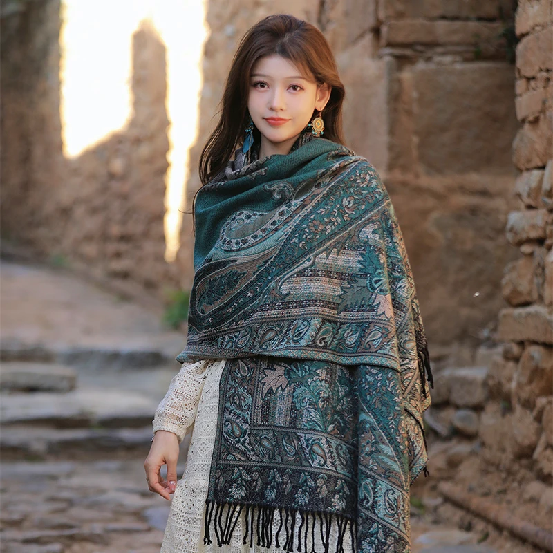 

Women's New Bohemian Style Scarf Kashmiri Wool Fake Shawl Tourism Artistic Waist Manteau Wholesale Warm Keep