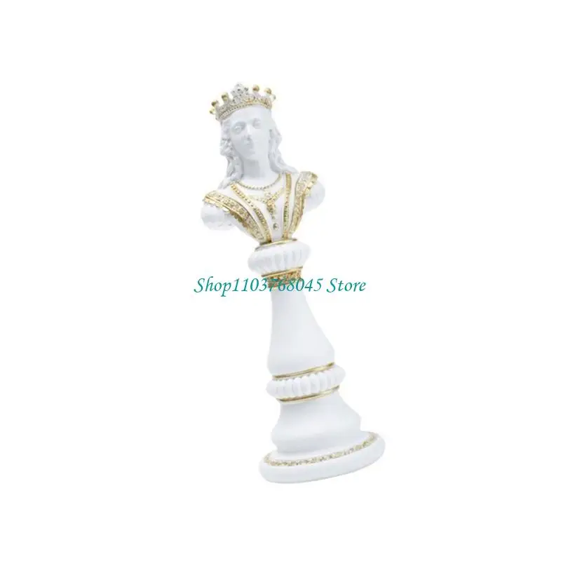 R53F Large Chess Piece Ornament Chess Statue Decoration Piece for Home or Office Classical Black/White