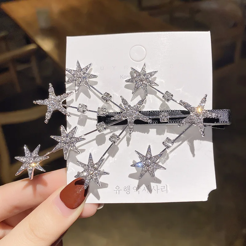 1pc 新合金星空ヘアクリップ、サイド前髪と壊れたヘアクリップ、ダックビルクリップヘッドバンドとヘアアクセサリー