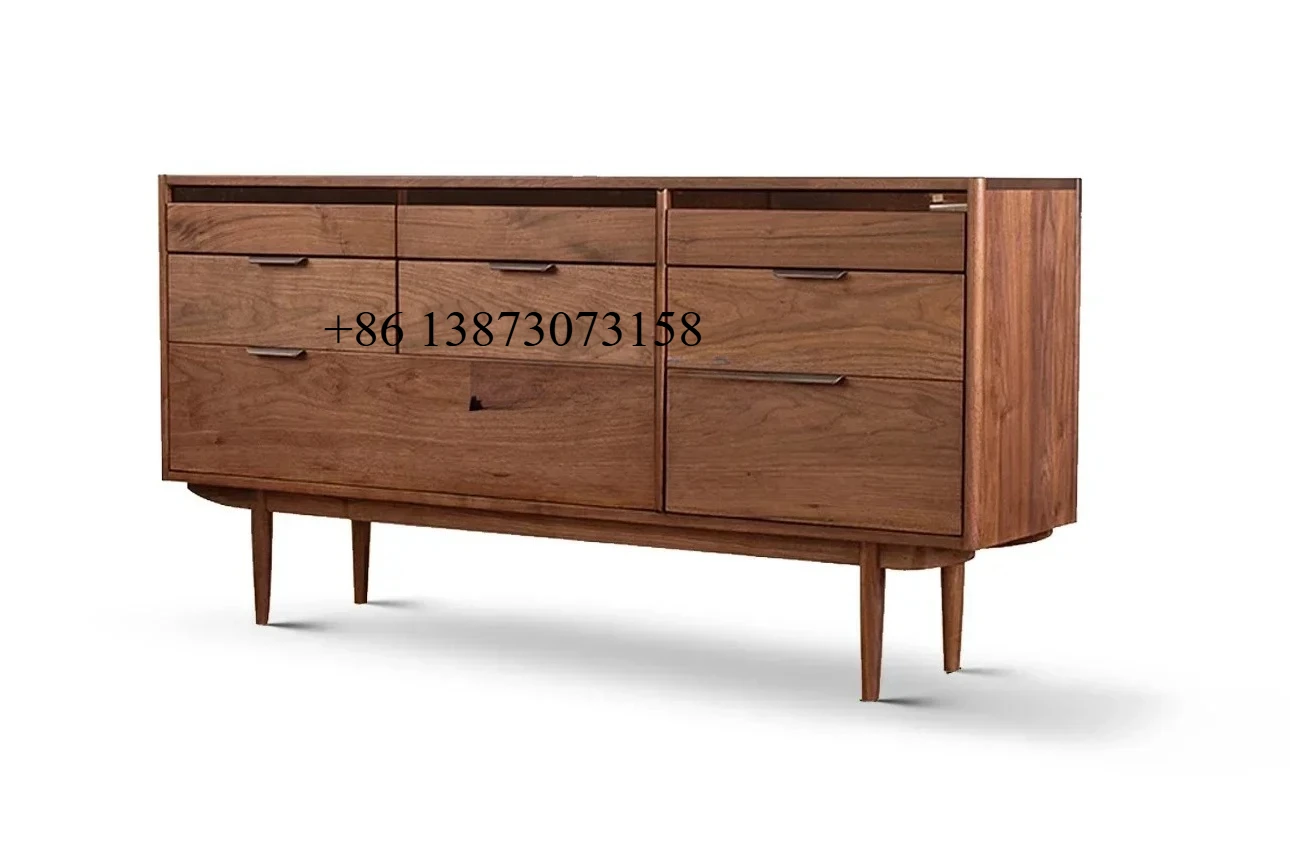 

V North American black walnut eight-bucket cabinet storage cabinet all solid wood living room locker modern simple bedside cabin