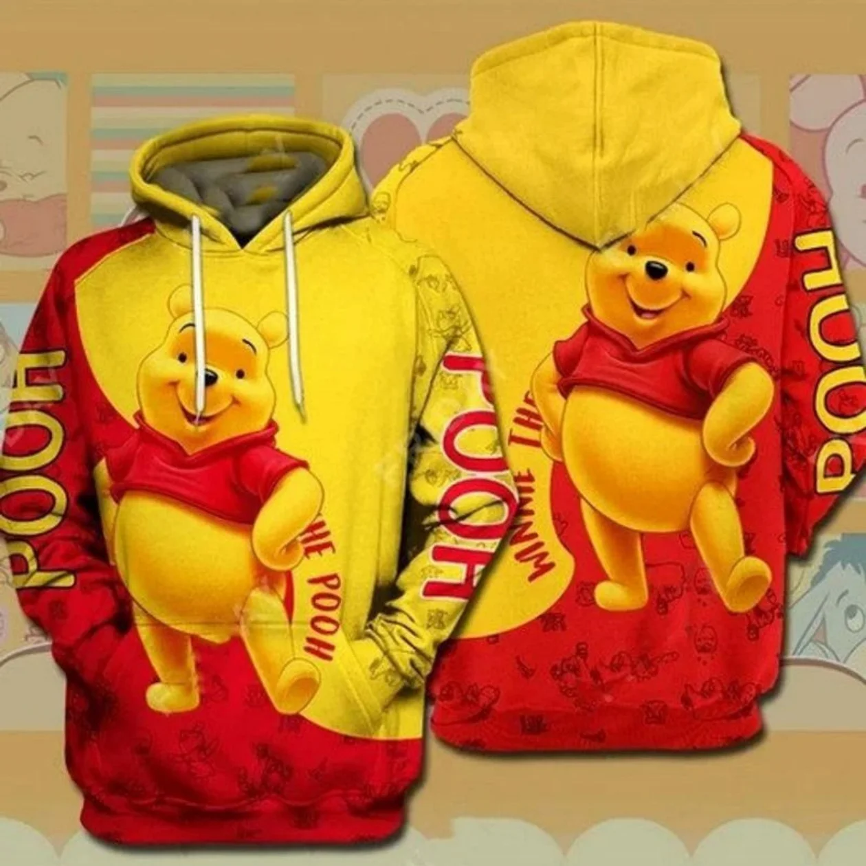 Disney Hoodies Winnie de Poeh Hoodie Winnie de Poeh en Vrienden Geel Wit Hoodie Schattig Prachtig Disney 3D Hoodie Kostuum