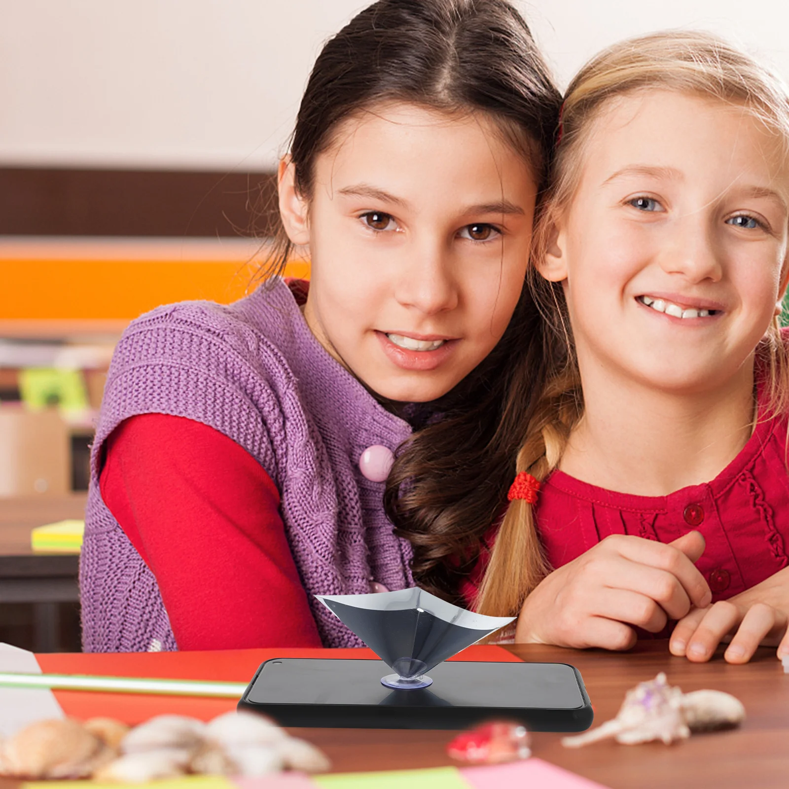 4pcs 3D Hologram Display Projector Mini Phone Projector 360-Degree Portable Optical Experiment Kit For Kids Science Physics