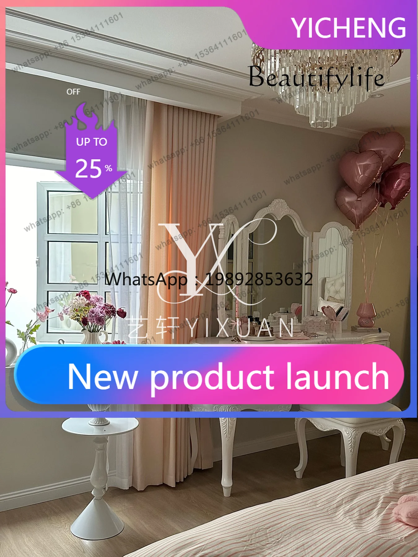 

LYY French retro solid wood carving flower bedroom dressing table Nordic modern white villa dressing table