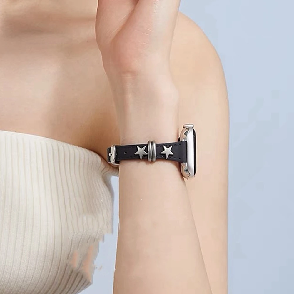 Correa For Apple Watch band for women Series Ultra 10/9/8/7/6/5/4/3/2/1 SE Leather Loop 38mm 40mm 41mm 42mm 44mm 45mm 46mm 49mm