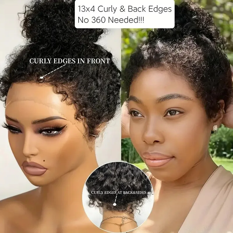 Black Short Curly Lace Front Wig for Women Synthetic Heat Resistant Hair Halloween Christmas Party Cosplay Costume Wig