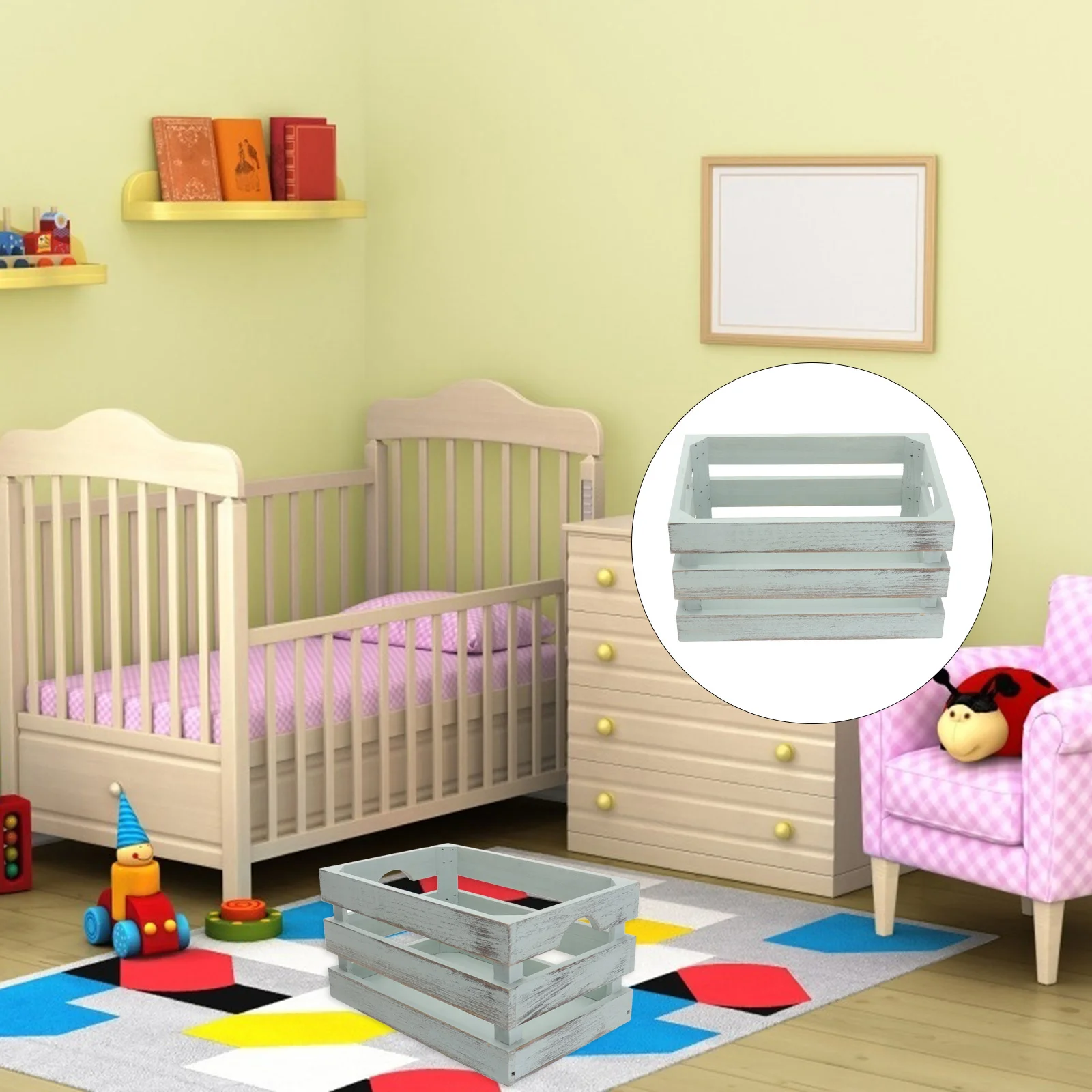 

1pcs Solid Wood Storage Box Multi-Purpose Organizer For Kids Cosmetics Sundries Home Office Storage Container Green