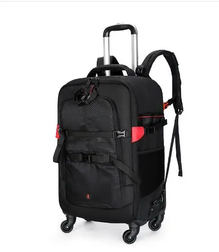 Tas troli perjalanan untuk kamera Video, tas ransel dengan roda fotografi tas lensa penyimpanan untuk 15.6 "Laptop foto Studio