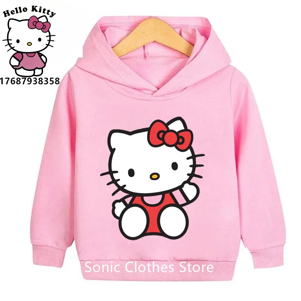 

Толстовка Hello Kitty для девочек, модная детская одежда для маленьких мальчиков, осенняя толстовка, детские топы, одежда для девочек, свитер, спортивный костюм