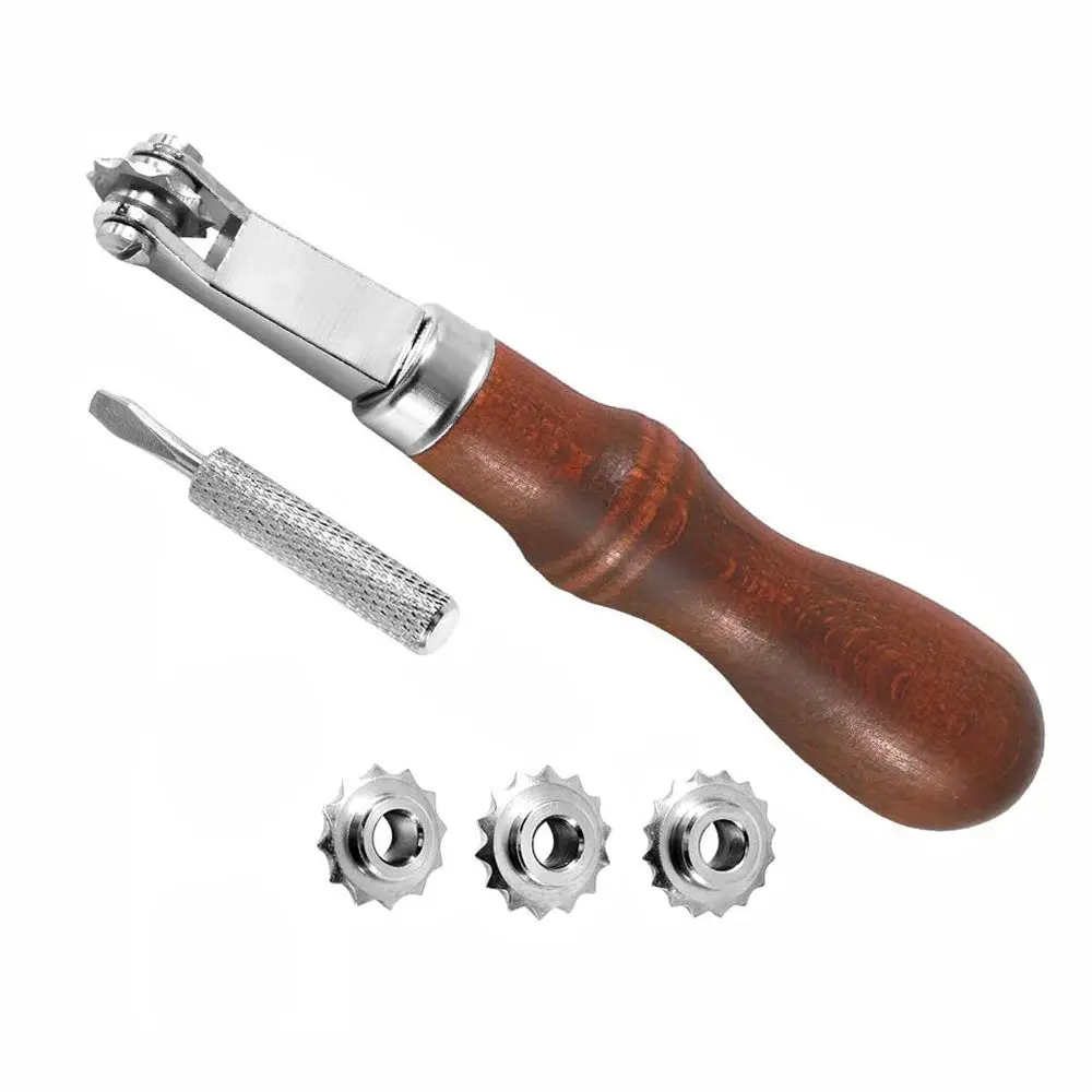 4 Gear Leather Spacing Wheel, American Pitch Stitching Line Marking Tool, Needle Point Tracing Wheel for Leather Sewing Craft