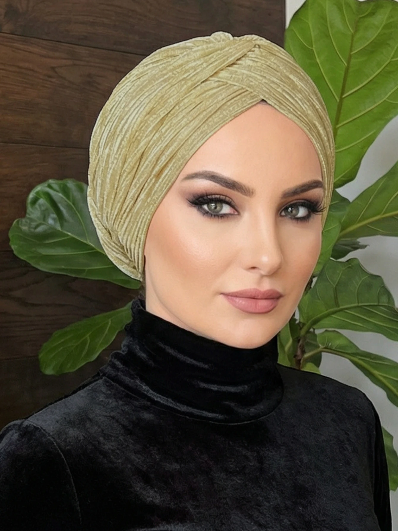 

1 ультратонкая блестящая золотистая женская повязка на голову, женский мусульманский головной убор, однотонный, элегантный, изысканный, из полиэфирного волокна. ﻿