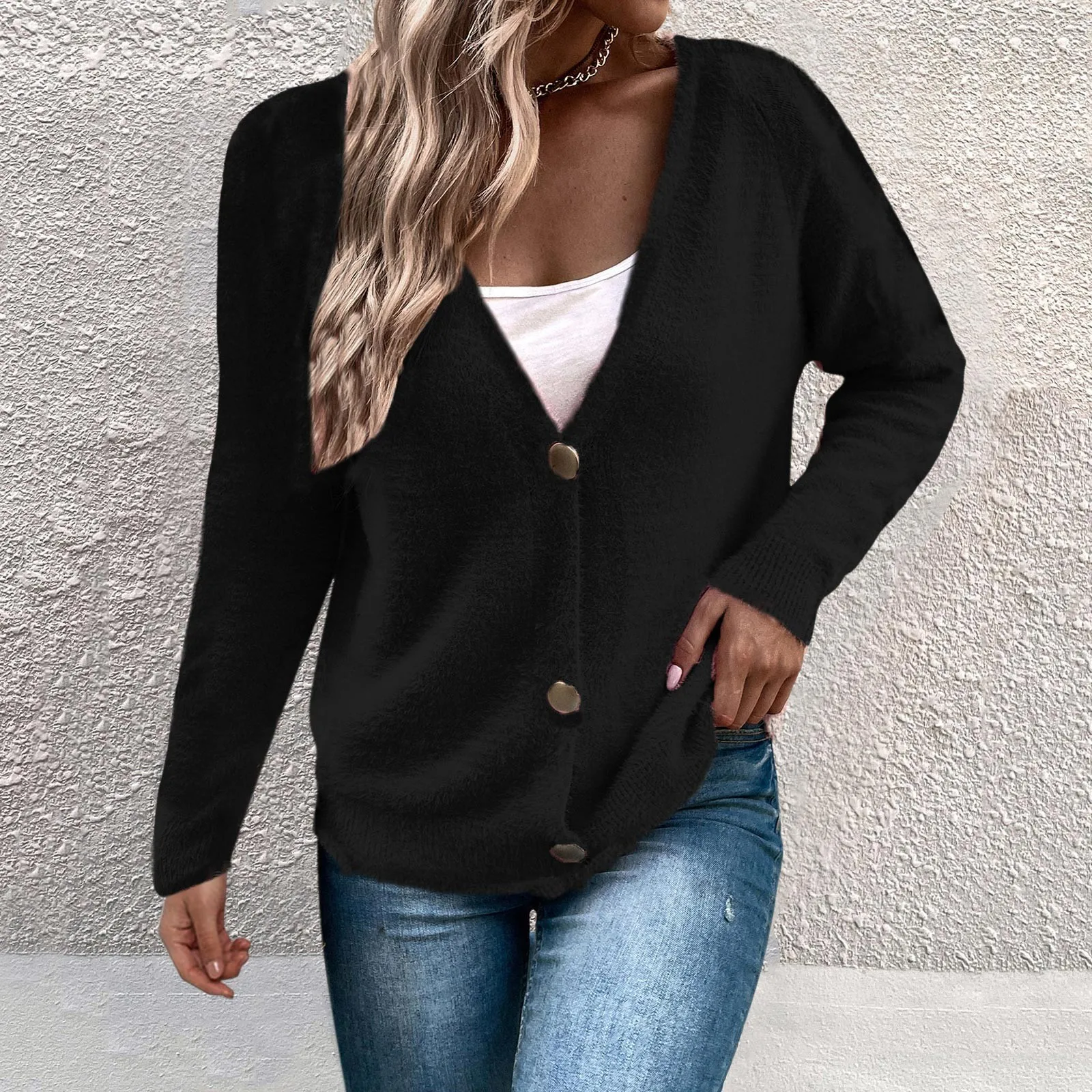 

Elegant Short Knitted Cardigans For Women Autumn Winter Long Sleeve Button Jacket Women Fashion Solid Simple Breasted Coat Tops