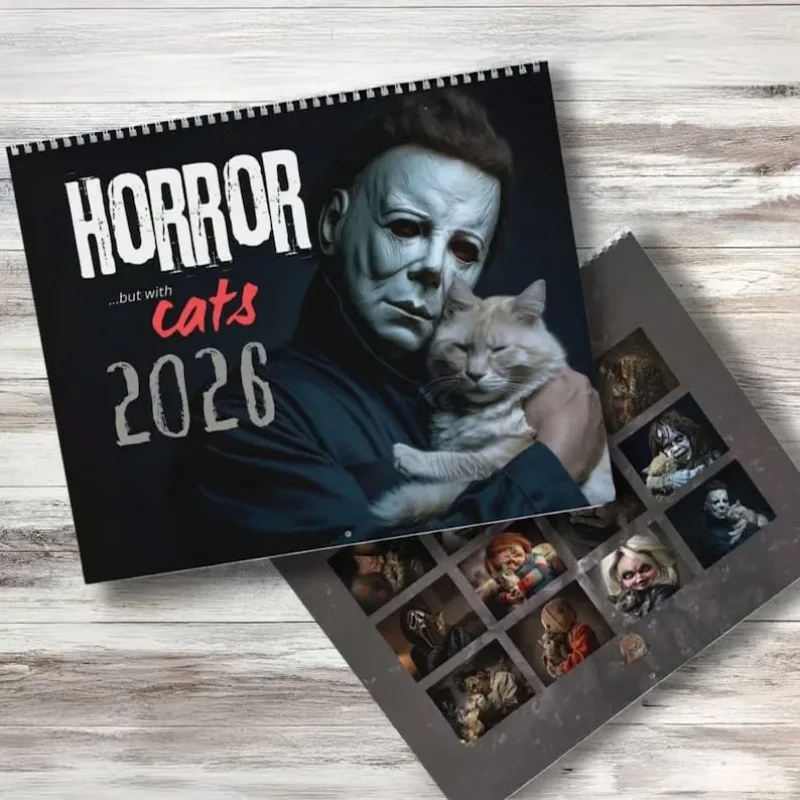 

Wall Calendar Monthly Hangable Horror Cat Design 12 Months Family Planner Organizer Calendar for Bedroom Home Office Decor