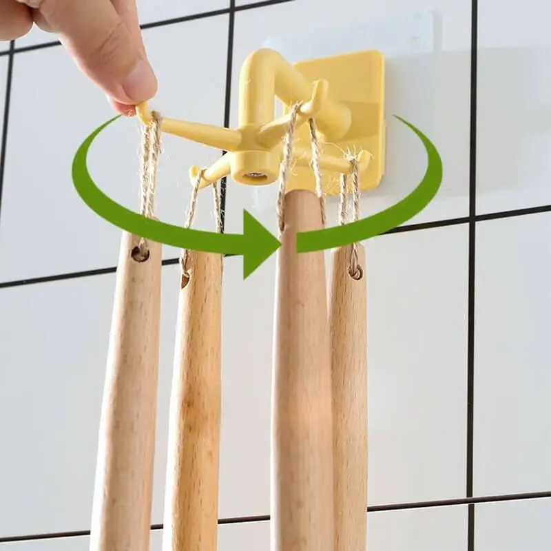 Kitchen Hooks Rotating Storage Rack Without Punching Wall-Mounted Kitchenware Supplies Gods Multifunctional Shelves