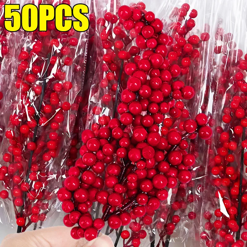 

Artificial Red Berries Branch Christmas Simulation Plants Fake Flower Holly Berry DIY Wreath Xmas Tree Ornament Party Decoration