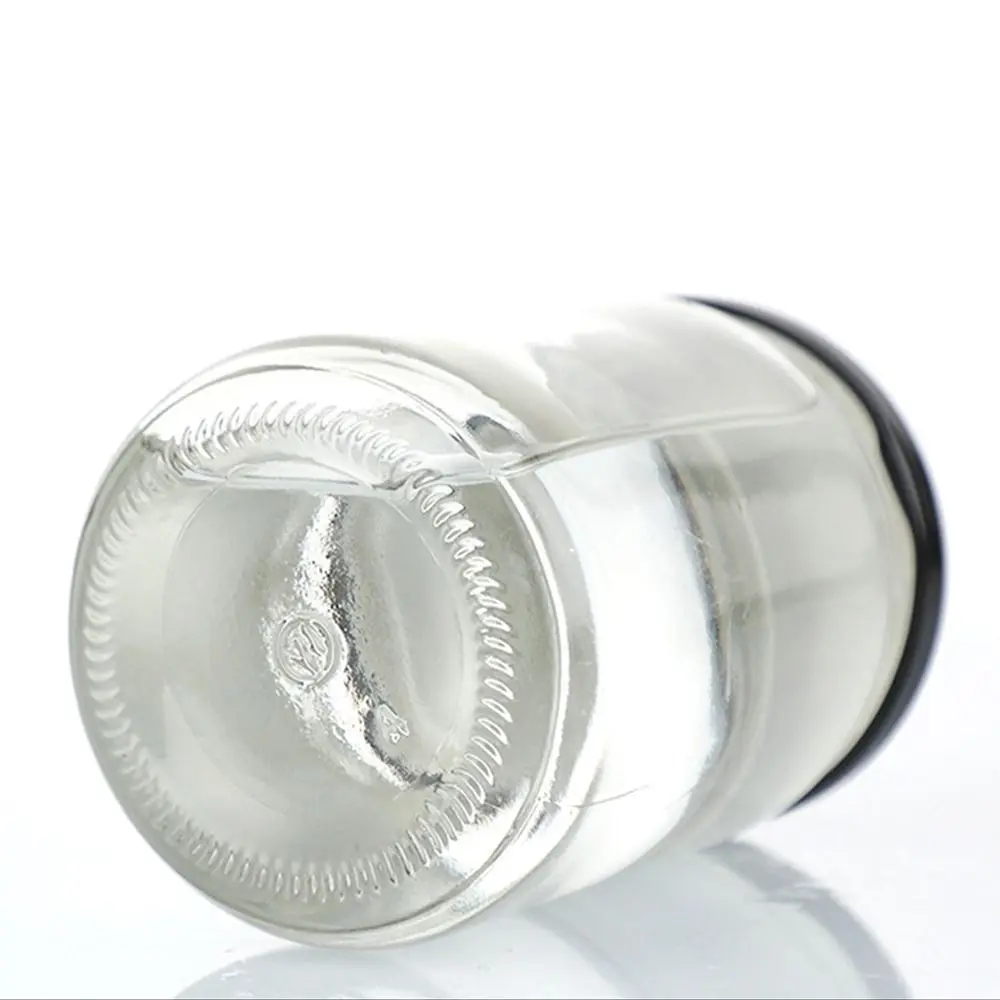 Tarro de vidrio con tapas herméticas negras, tarro de almacenamiento de alimentos para cocina, tarro redondo de 100ml, 150ml, 195ml y 240ml, 1 Uds.