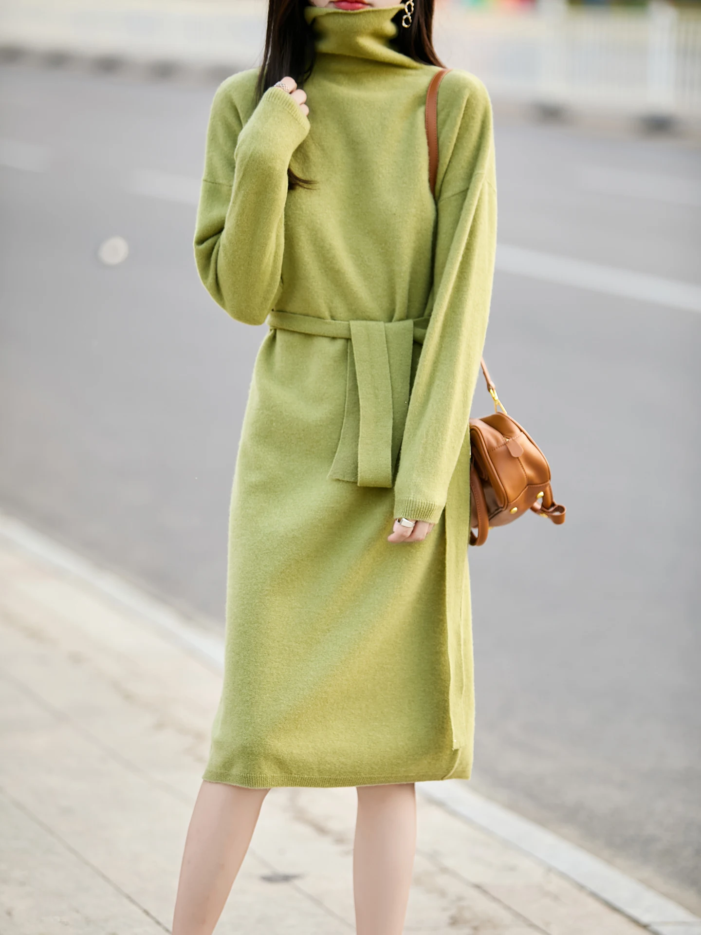 المرأة فستان من الصوف سترة 100% ميرينو الصوف محبوك تنورة طويلة الخريف الشتاء الياقة المدورة البلوز الصوف الخالص فضفاض تنورة مستقيمة