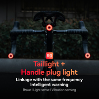 ROCKBROS Bicycle Light Smart Brake Vibration Sensing Taillight Handlebar End Plug Bike Light USB Type MTB Road Cycling Light
