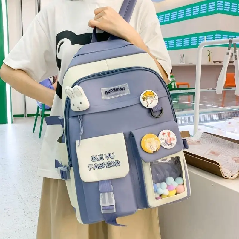 5pcs حقيبة ظهر مدرسية لطيفة للبنات النساء المراهقات الأولاد قلم رصاص الكتب للحالة #4