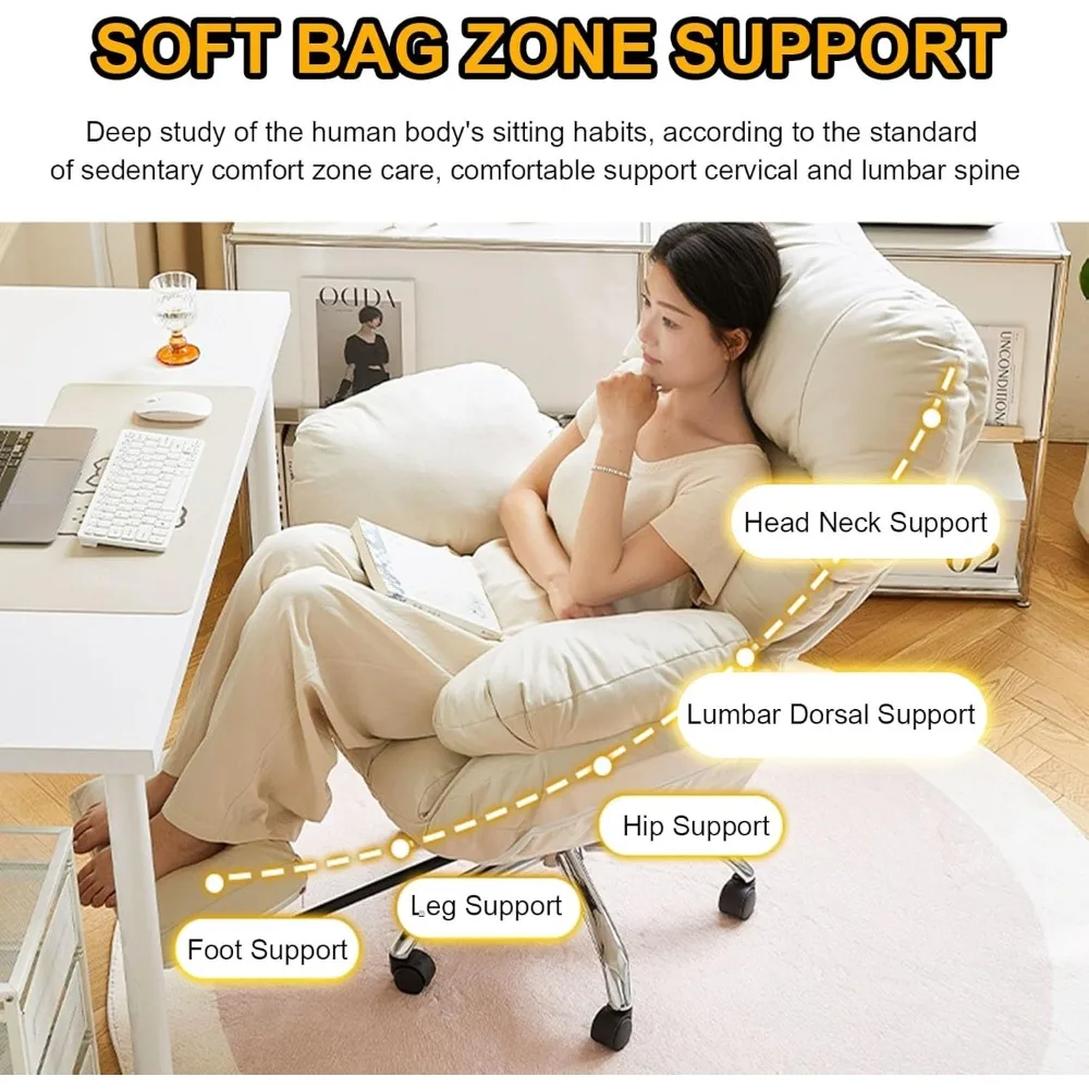 "كرسي ألعاب مريح - مسند ظهر مرتفع مع 90-130 ° مسند قدم قابل للسحب، 360 درجة ° كرسي مكتب دوار" #4