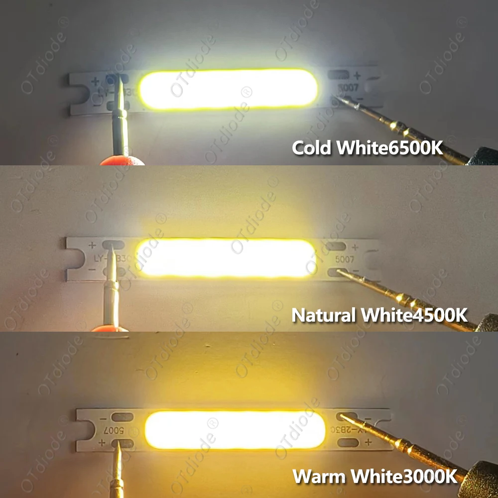 10pcs 1W 3W 5W 300mA COB LED Light Chip 3V 9V 12V 15V 17V 50*7mm Cold Warm White Blub For FlashLight Wall Lamps lights Tube DIY