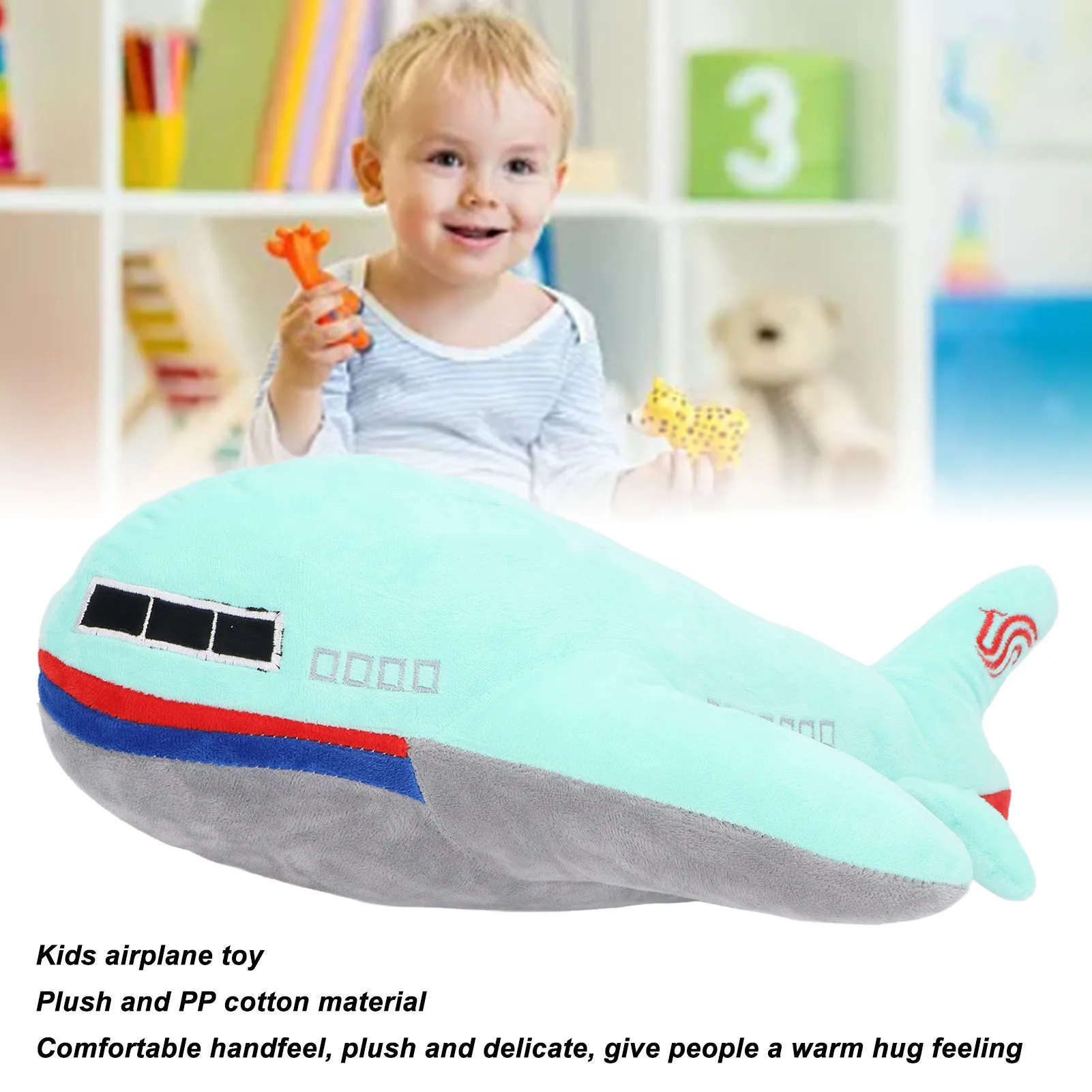 ZK30 Stuffed Airplane Plush Toys Adorable Soft Comfortable Kids Toy Plane Pillow for Decorate Home Sofa Green