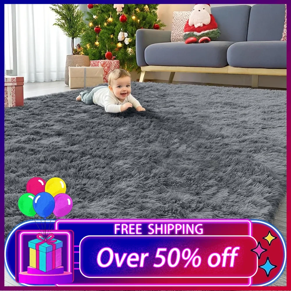 

9x12 Machine Washable Large Area Rugs for Living Room, Bedroom, Soft Fluffy Shaggy Bedside Rug, Indoor Floor Carpet for Kids