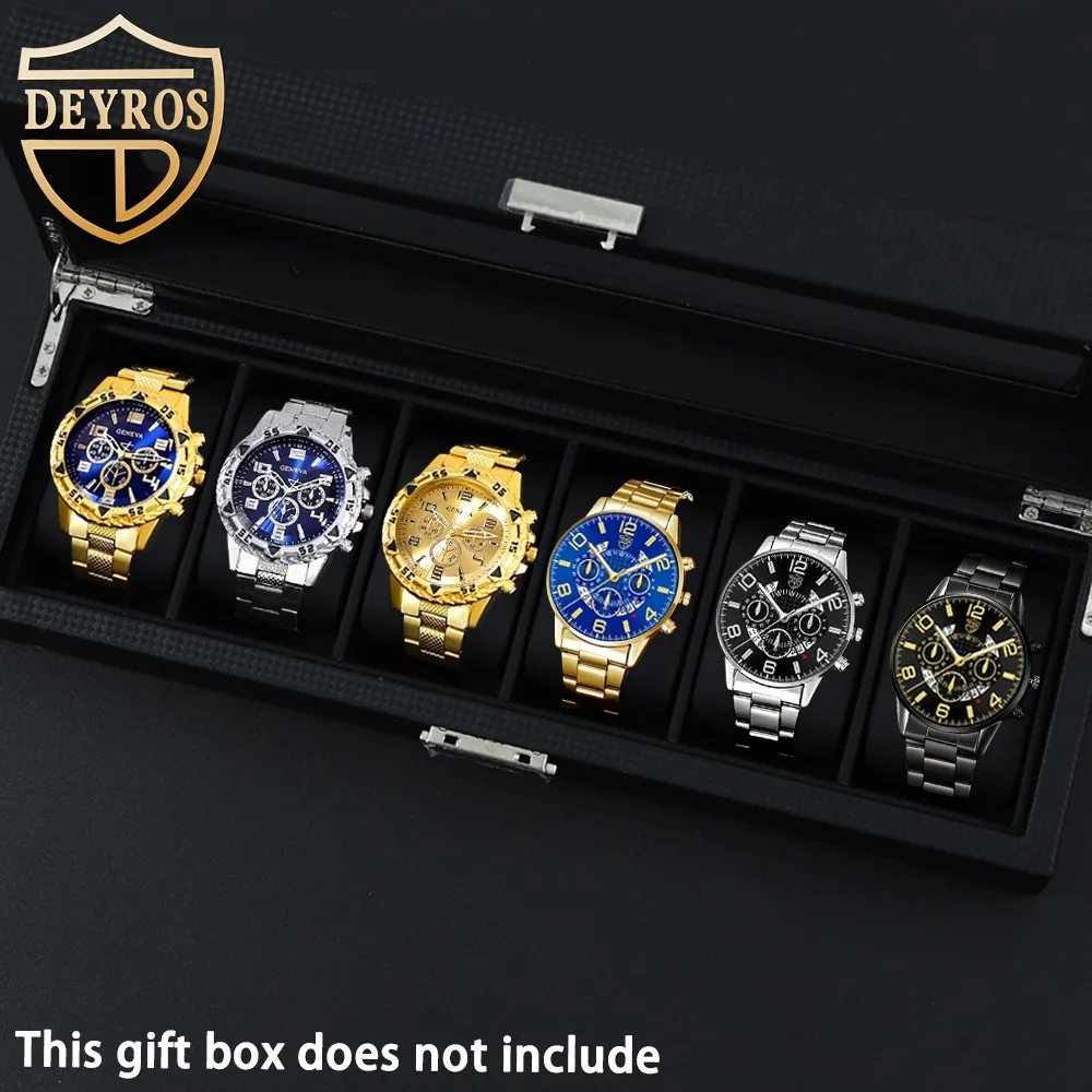 

DEYROS 6 шт./компл. повседневный модный мужской комплект часов Кварцевые часы с ремешком из сплава идеально подходят для повседневной носки, идеальный подарок для мужчин