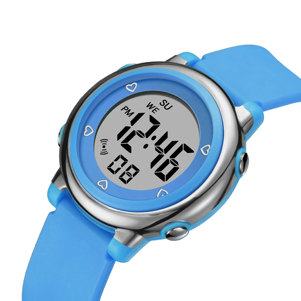 1Pcs Waterproof Electronic Watch Blue Multi-Function LED Luminous Student Wrist Watch Alarm Stopwatch Week Display