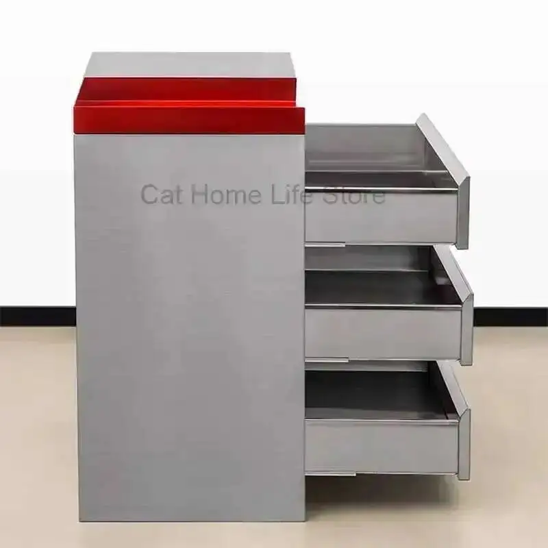 Klappbare Salonwagen aus Edelstahl, Barber GreyTrolley, Kosmetiksteckdosen, Hilfswagen, Schönheitsstühle, Shampoo, Buche, Make-up