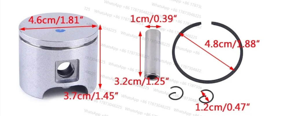 LETAOSK Silver 46mm Piston And Pin Ring Circlips Cylinder Gasket Set Fit For  55 55 Rancher Chainsaw #503 60 81-71