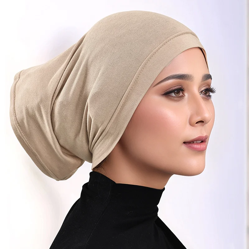 12pcs Set Premium Jersey Hijab Undercap Wrap Plain Modal Muslim Headscarf Inner Stretchy Tube Cap Hotsale Islamic Turban Bonnet