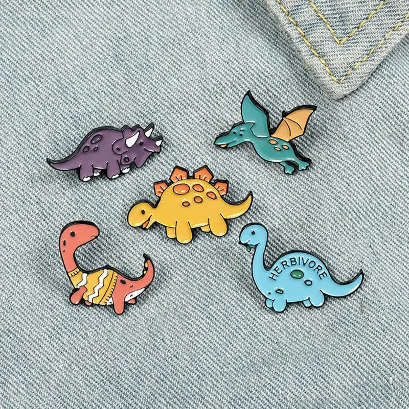 Dinosaur Park Enamel Pins Custom Adventure Brooches Bag Clothes Lapel Pin Beast Badge Wild Animal Jewelry Gift for Kids Friends