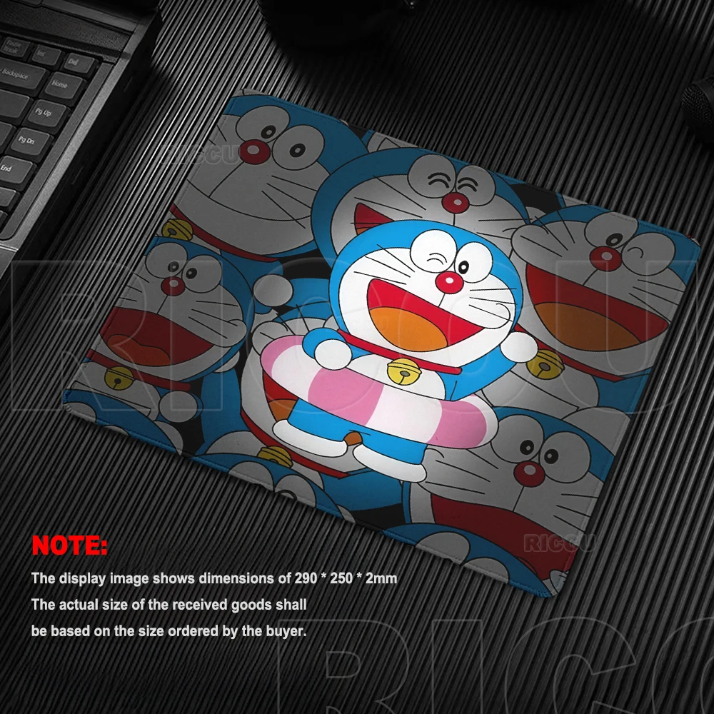 Small Mouse Pad Doraemon Mat Green Anime Cartoon Gamer Accessories Carpet Computer Keyboard Mats Office Anti-slip Rubber XS Rugs