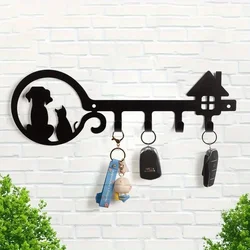 1pc Metal Wall Mounted Storage Rack Dog Cat House Design Key Holder, Wall Hanging Storage Key Holder Towel Rack,Coat rack Gift