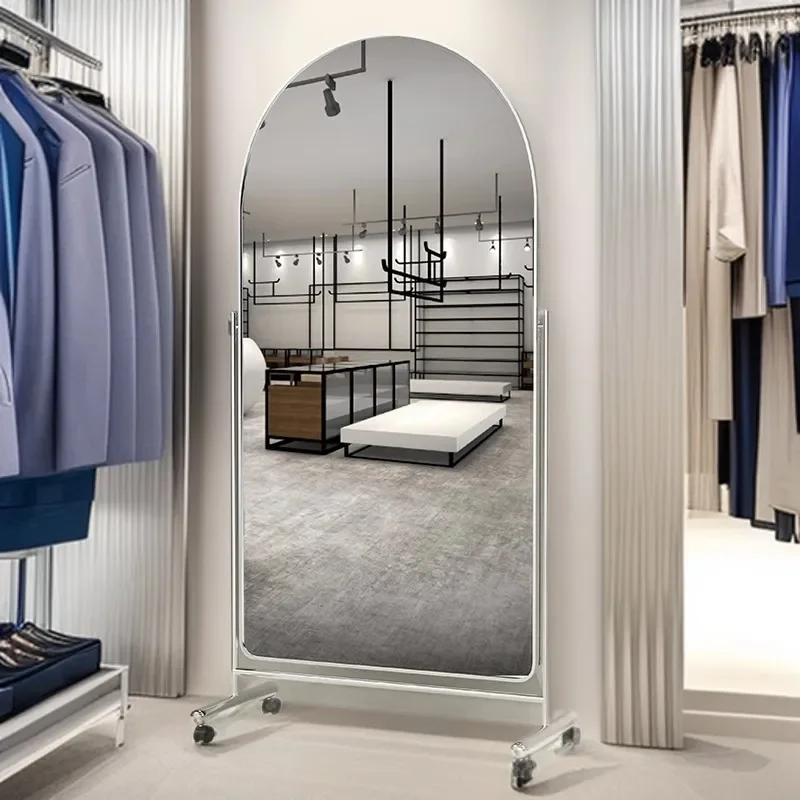 For Home Floor to Ceiling Full Length Mirror Mobile Slimming Effect Clothing Store Fitting Room Body Reflection Decor